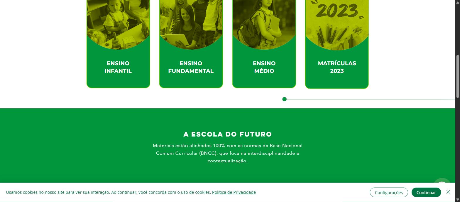 Captura da página inicial de coldomboscosjc.com.br